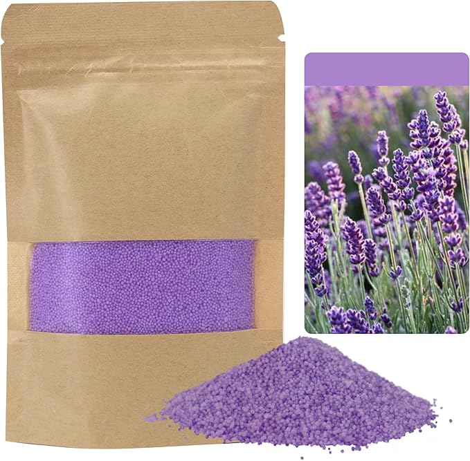 Monivi Scented Candle Sand with Wicks 3.53oz Purple Sand Candles Pearled Candle Sandwax Beads Mothers Day Gift 16 Burn Hours Refillable Candle Wax for Candle Making (Scented Lavender)