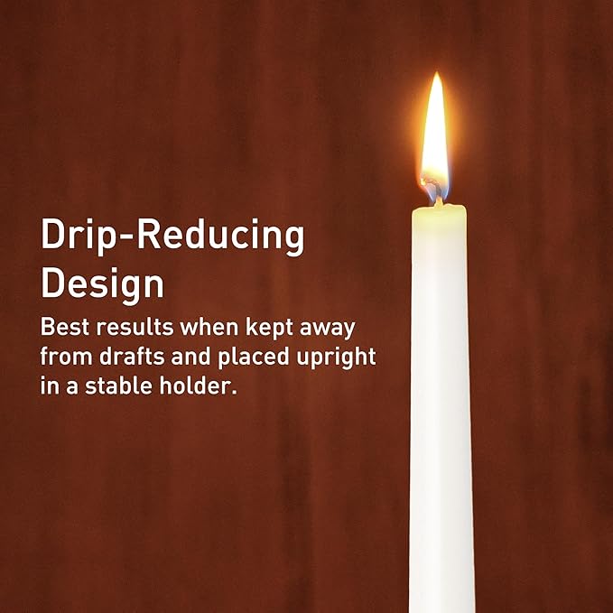 Viyffo Taper Candles, 12 Inch, 4 Pack, White – Unscented, Dripless & Smokeless Design, Up to 8-Hour Burn – Tall Candlesticks for Wedding, Dinner & Home Decor