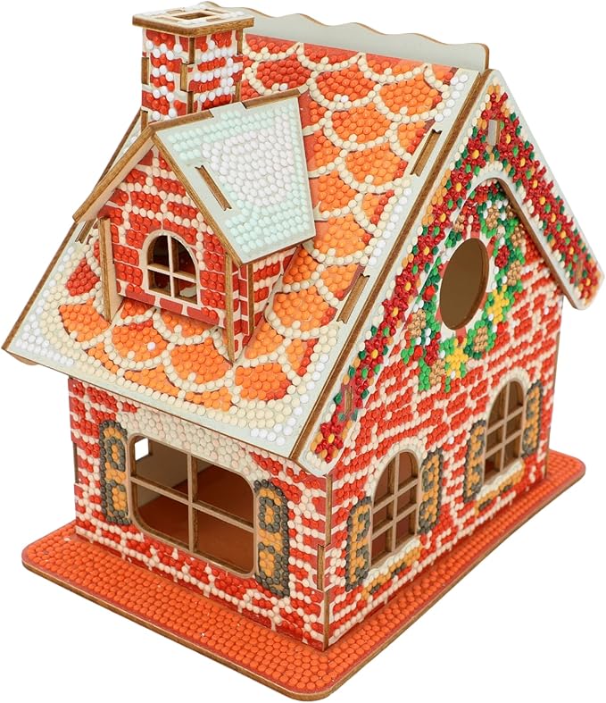 Party Ready 3D Diamond Painting Gingerbread House Christmas Cabin Kit – DIY Holiday Décor, Full Drill Mosaic Art, Festive Craft Kit (Christmas Carbin 2)