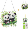 Masendp Panda Diamond Painting Double-Sided Hanging Ornament Set, DIY Irregular Shaped Rhinestone Window Decoration Set, Suitable for Home and Garden Wall Decoration Gifts