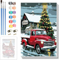 Skyboda Red Truck Paint by Numbers Kit for Adults Beginners with Frame, Christmas Tree Adult Paint by Number Kits on Canvas, Easy DIY Oil Painting Kits for Home Decor, 8x12in