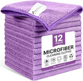 SIFANGKE Microfiber Cleaning Cloth, 12 Pack Purple Cleaning Rags for Housekeeping, Reusable Microfiber Towels for Car, Kitchen, Bathroom and Household Cleaning Supplies, 11.8"X11.8"