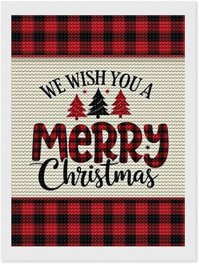 AIVKIEJK Diamond Painting Kits for Adults - Merry Christmas Welcome Painting DIY 5D Full Drill Diamond Dots Paintings with Diamonds Gem Art and Crafts Home Decor 12"x16"