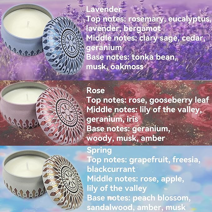 Scented Candles for Stress Relief & Sleep, Lavender Soy Candle for Relaxation, Long Lasting Aromatherapy Candle for Bedroom, Home Decor & Gift Candles for Women（6Pcs）