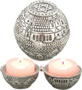 Jewish Shabbat Metal Travel Candle Holders - Jerusalem Candlesticks, Travel Size Candlesticks in A Box with Cover 2 Inches