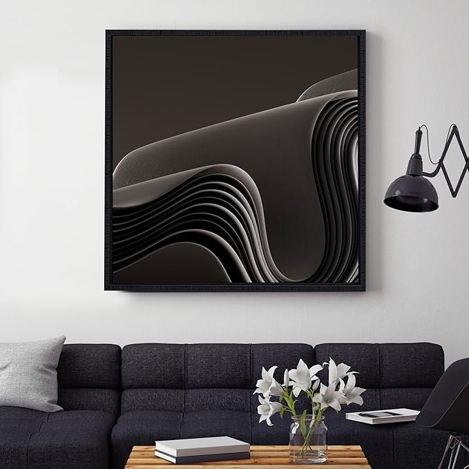 Pixy Canvas Floater Frame 33x33 for 3/4 (0.75) inch Deep Canvas Paintings/Canvas Prints/Wood Canvas Panels/Wall Art/Wall Decor/Home Decor/Artwork (Black Stripe, 33 x 33 inch, Square)