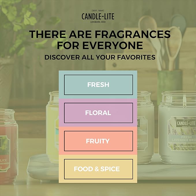 Candle-lite Scented Candles, Tiki Shores, 18 oz Jar, Proudly Poured in The USA, Aromatherapy Candle, Single-Wick with 110 Hours of Burn Time, Perfect for Creating a Refreshing Ambiance