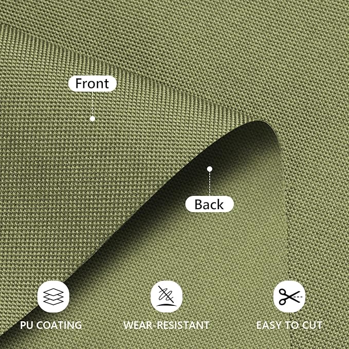 Waterproof Canvas Fabric by The Yard 58inch 600D Upholstery Material Polyester Fabric Outdoor Water Resistant Fabric for Sewing Chair Patio Cushion Purse Bag Interior, 15 Yard Olive Green