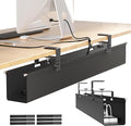 [Upgraded] Large Under Desk Cable Management Tray, Cinati Cable Management Under Desk No Drill, 28.4" Fabric Cord Hider for Wire Organizer, Cord Organizer for Office, Home - Supports Up to 30lbs Black