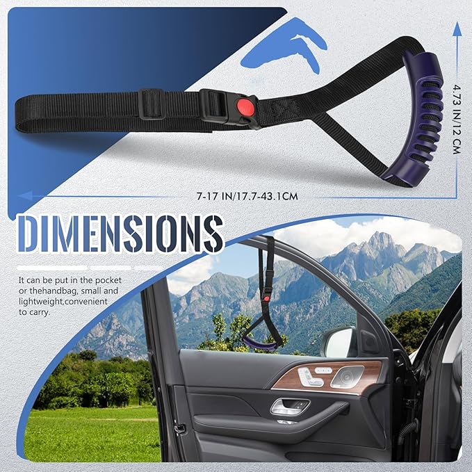 Car Door Handle for Elderly Car Handle Assist Support, Portable Auto Grab Handles with Strap for Handicap Seniors