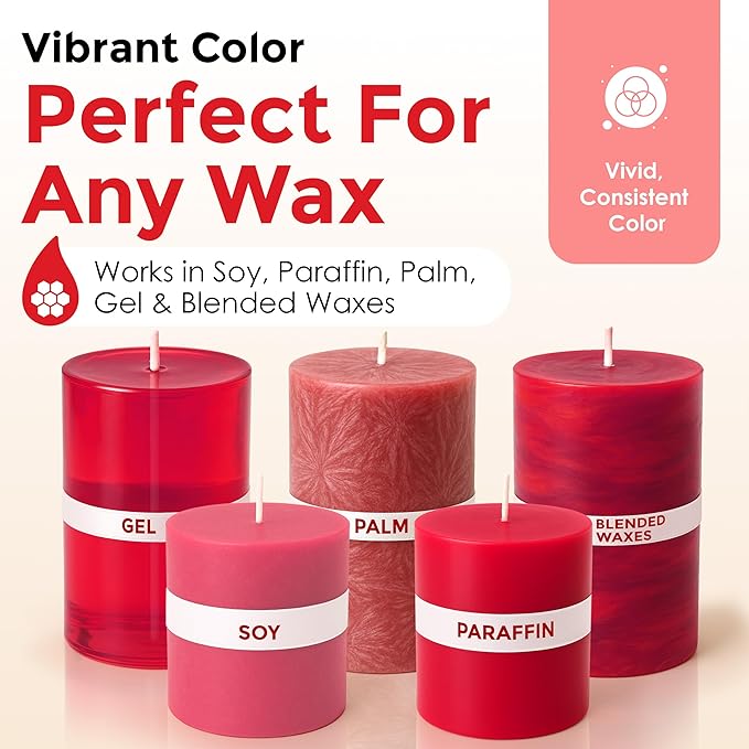 Red Liquid Candle Dye (.5 oz) - Made in the USA - Safe and Easy to Use - Pure and Simple Ingredients - Candle Making Supplies for Soy, Paraffin, Palm or Gel Wax - 10 Vibrant Colors to Choose from