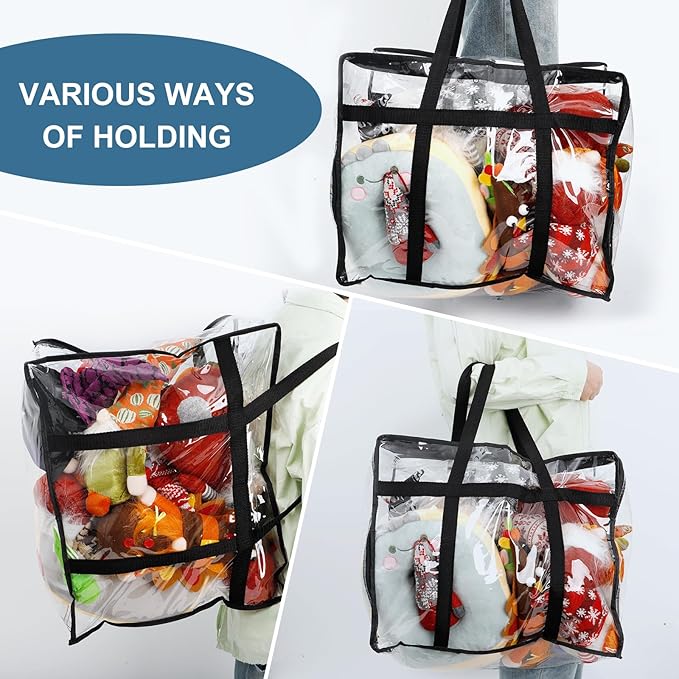 4Pack Clear Blanket Storage Bags, Vinyl Comforter Clothes Storage Closet Organizers and Storage Containers Moving Bags with Reinforced Handle for Bedding, Clothing, Comforters, Pillows, Toys,90L