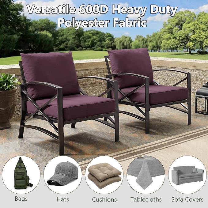 Waterproof Canvas Fabric by The Yard, 58inch 600D Upholstery Fabric Polyester Material Outdoor Water Resistant Material for Sewing Chair Patio Cushion Bag Sofa Seat Repair, 1 Yard Pink Purple