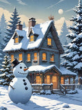 QZOTRXI Christmas Diamond Painting Kits for Adults DIY, 5D Snowman Winter Landscape Diamond Art for Beginners,Round Full Drill Paintings with Diamonds Gem Art for Home Wall Decor 12x14 Inch