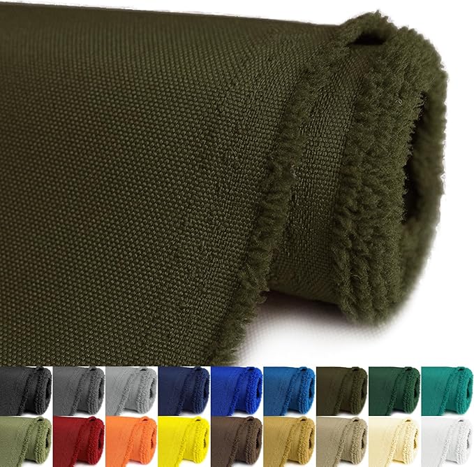 Waterproof Canvas Fabric by The Yard 58inch 600D Upholstery Material Polyester Fabric Outdoor Water Resistant Fabric for Sewing Chair Patio Cushion Purse Bag Interior, Pre Cut 1 Yard Army Green