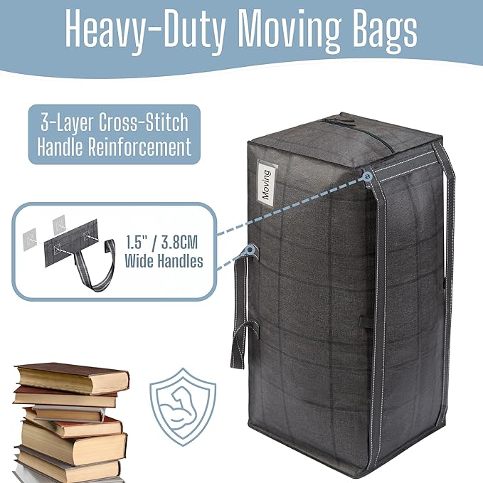 VENO 6 Pack Heavy Duty Moving Bags with Backpack Straps, Zippers & Handles, Extra Large Packing Bags for College Dorm Essentials, Moving Supplies Alternative to Cardboard Moving Boxes