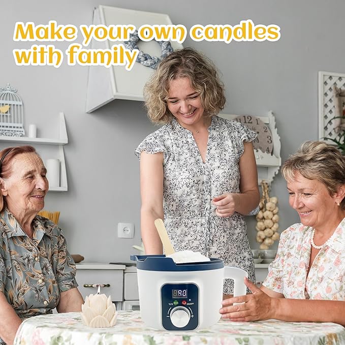 KQU Electric Wax Melting Pot for Candle Making, Wax Melter with Digital Temperature Display, Non-Stick Candle Making Pouring Pot with Spout and Automatic Constant Temp Control