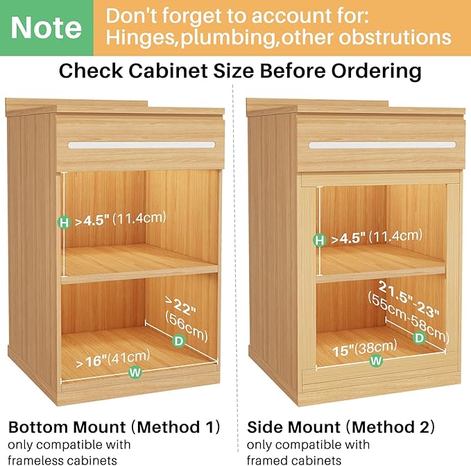 Pull Out Cabinet Organizer, Soft Close Wooden Slide Out Drawers for Pots and Pans, Full-extension Roll Out Shelves for Kitchen Cabinets, Pantry Organization, Bottom & Side Mount(15"W X 21"D x 3.4''H)