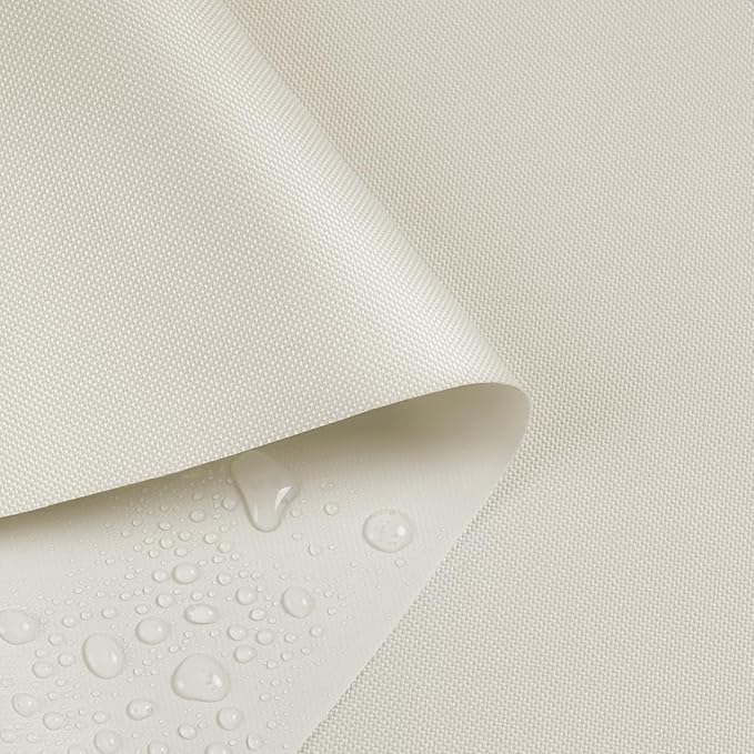 Waterproof Marine Canvas Fabric by The Yard 58" W 600D PVC Backing Water-Resistant Polyester Fabric Upholstery Material for Outdoor Indoor Marine Awning Tent Boat Furniture Cover DIY, 8 Yards Beige