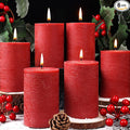 6 Pack Red Pillar Candles,Natural Soy Pillar Candles,330 H Long Lasting Burning 2.8x4in Unscented,Dripless and Smokeless Rustic Hand-Poured Candles Dinner Table,for Valentine's Day,Wedding,Home Decor