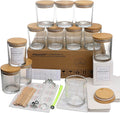 MILIVIXAY 12 Pack 7 OZ Clear Glass Candle Jars with Lids and Candle Making Kits - Bulk Empty Candle Jars for Making Candles - Spice, Powder Containers.