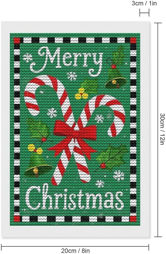 AIVKIEJK Diamond Painting Kits for Adults - Festive Merry Christmas Red Bow, Candy Cane & Bell Painting DIY 5D Full Drill Diamond Dots Paintings with Diamonds Gem Art and Crafts Home Decor 8"x12"