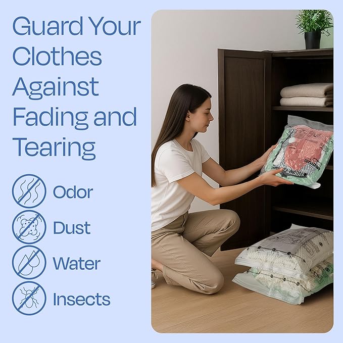 Vacuum Storage Bags-Space Saving Air Tight Compression-Shrink Down Closet Clutter, Store and Organize Clothes, Linens, Seasonal Items by Everyday Home
