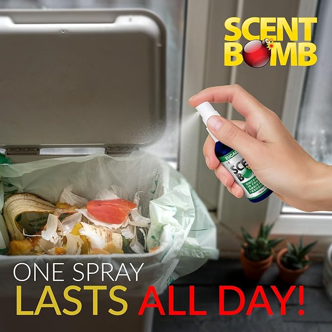Scent Bomb Air Freshener Spray, Long-Lasting Odor Eliminator - Effective Deodorizer for Home & Car, Fresh Room Spray for Kitchen, Bathroom & Smell Neutralizer - 1 oz Pack of 4, Eucalyptus Scent