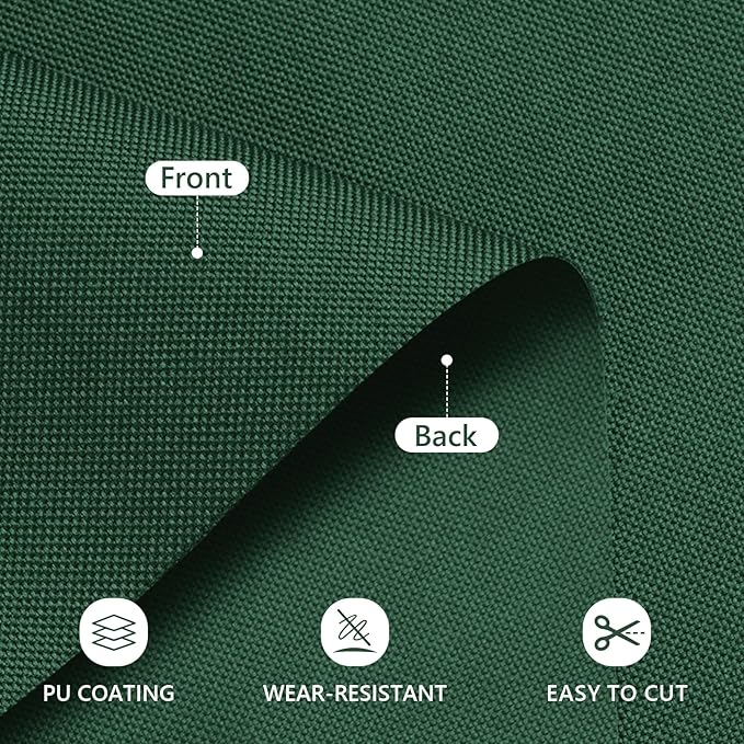Waterproof Canvas Fabric by The Yard 58inch 600D Upholstery Material Polyester Fabric Outdoor Water Resistant Fabric for Sewing Chair Patio Cushion Purse Bag Interior, Pre Cut 2 Yard Green