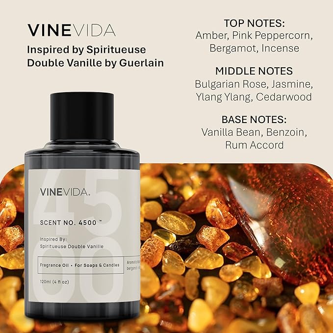 VINEVIDA [120mL] Spiritueuse Double Vanille Fragrance Oil for Candle Making - Natural Candle Oil Scents - Soap Making Essential Oil - Made in USA