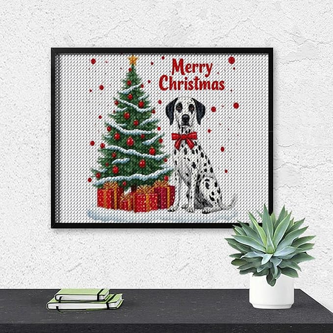 AIVKIEJK Diamond Painting Kits for Adults - Christmas Joyful Canine Holiday Painting DIY 5D Full Drill Diamond Dots Paintings with Diamonds Gem Art and Crafts Home Decor 16"x20"
