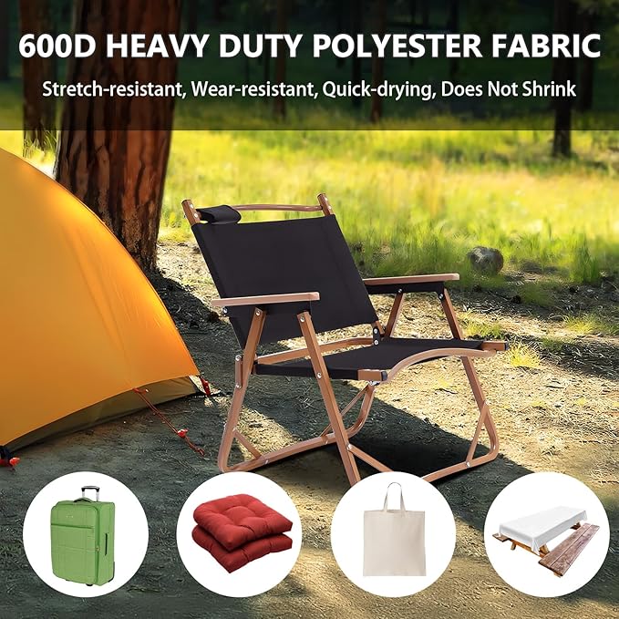 Waterproof Canvas Fabric by The Yard 58inch 600D Upholstery Material Polyester Fabric Outdoor Water Resistant Fabric for Sewing Chair Patio Cushion Purse Bag Interior, 10 Yard Black