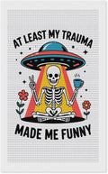 KIVJMSIDJA Diamond Art Kits for Adults Skull Skeleton “At Least My Trauma Made Me Funny” DIY Round Diamond Art for Home Wall Decor & Crafts Gifts 12"x20"