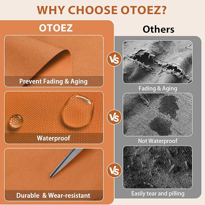 OTOEZ 600D Waterproof Canvas Fabric by The Yard, Fade & UV Resistant Outdoor Upholstery Material 58" W Water Resistant Cordura Polyester Fabric for Marine Boat Awning Tent Chairs DIY, 10 Yards Orange