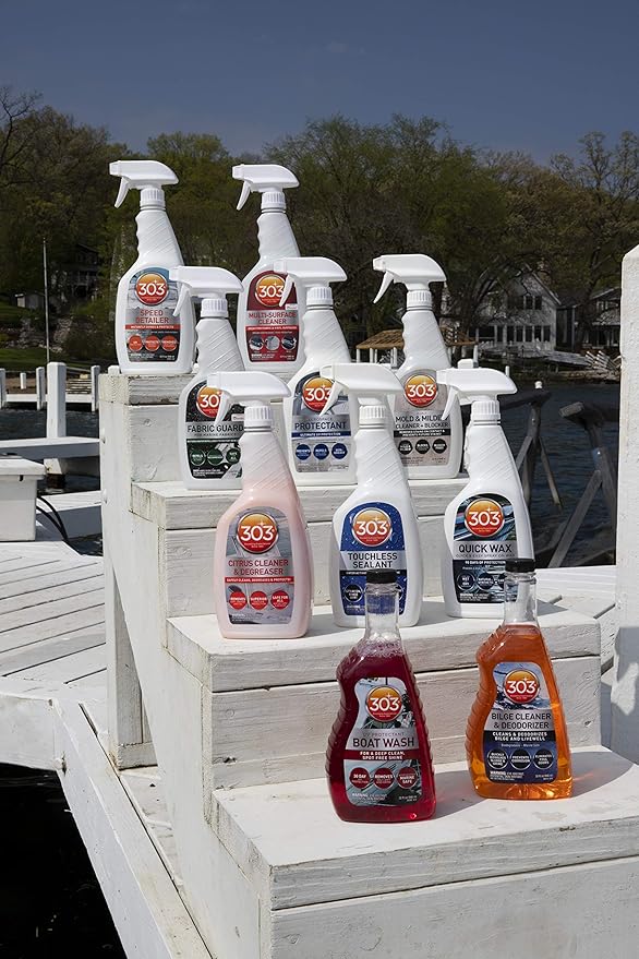 303 Products Marine Clear Protective Cleaner - Cleans and Protects Vinyl and Plastics, Provides Superior UV Protection, Prevents Yellowing and Cracking, 32oz (30215)