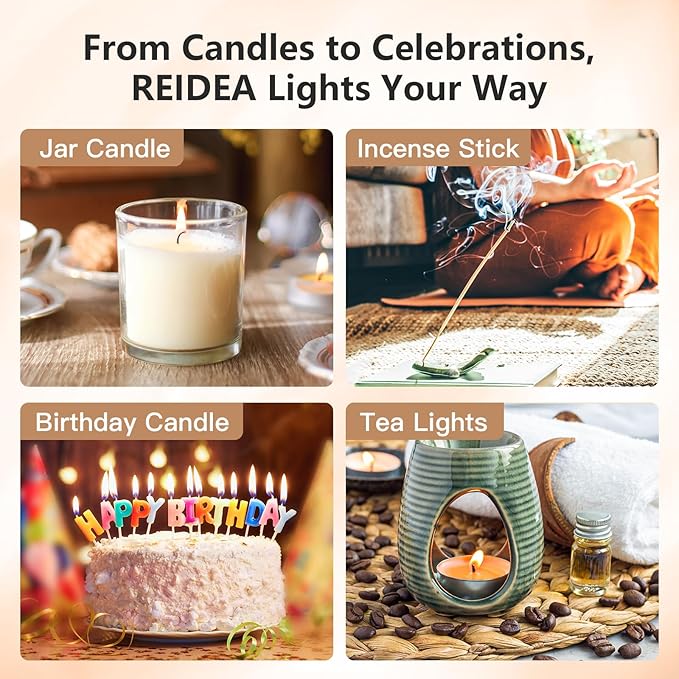 REIDEA 2 Pcs Electronic Candle Lighter Gift Arc Windproof Flameless USB Rechargeable Lighter with Safe Button for Home Kitchen (Rose Gold)