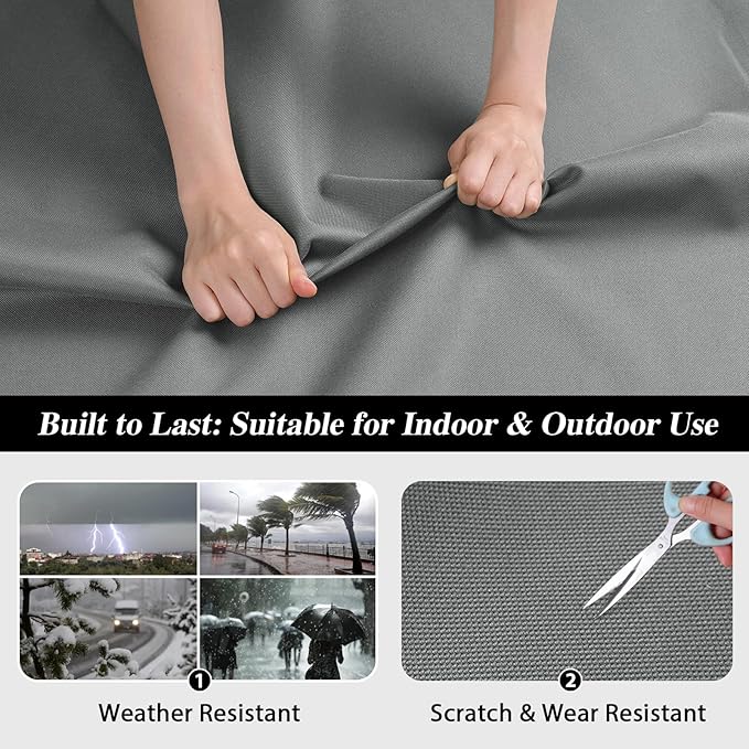 ANMINY 100% Waterproof Outdoor Fabric 3 Yards, 58" W 600D Marine Canvas Fabric with PVC Backing, Ripstop Upholstery Material by The Yard for Furniture Boat Covers Tent Awning, Light Gray