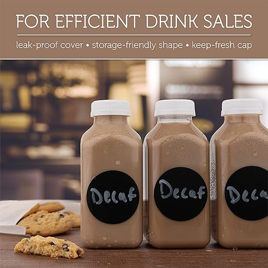 Disposable Juice Container with Caps, 12 Oz Reusable, Clear & Empty Smoothie Bottle For Grab & Go Drink & Juicing Journey, 24 Pack BPA-Free Plastic Water Bottles, Handy, Leak-Proof Beverage Containers