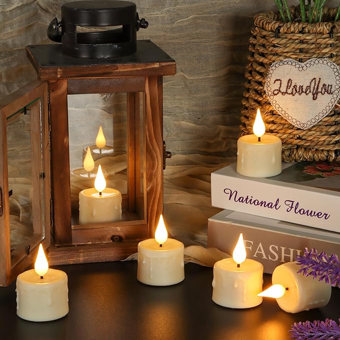 Rechargeable Tea Lights with Remote and Timer, 6pcs Flameless Candles LED Flickering with Charging Base and USB Cable, Electric Votive Tealights Warm White