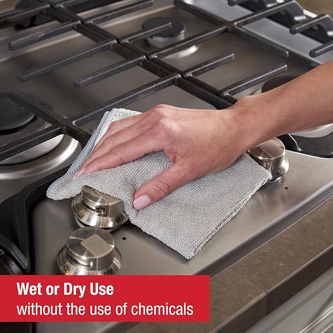 Rubbermaid Microfiber Cloth Towels 14"x14" Non-Scratch Reusable/Washable for Cleaning/Wiping/Polishing for Home/Kitchen/Car,(Pack of 48)