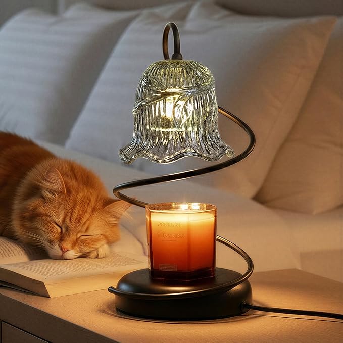 Candle Warmer Lamp with Wireless Remote, Timer & Dimmer, Electric Candle Warmer for Jar Candles with 2 Candle Trays, Top Heat Decorative Home Decor, Birthday Gifts for Women Mom, House Gift