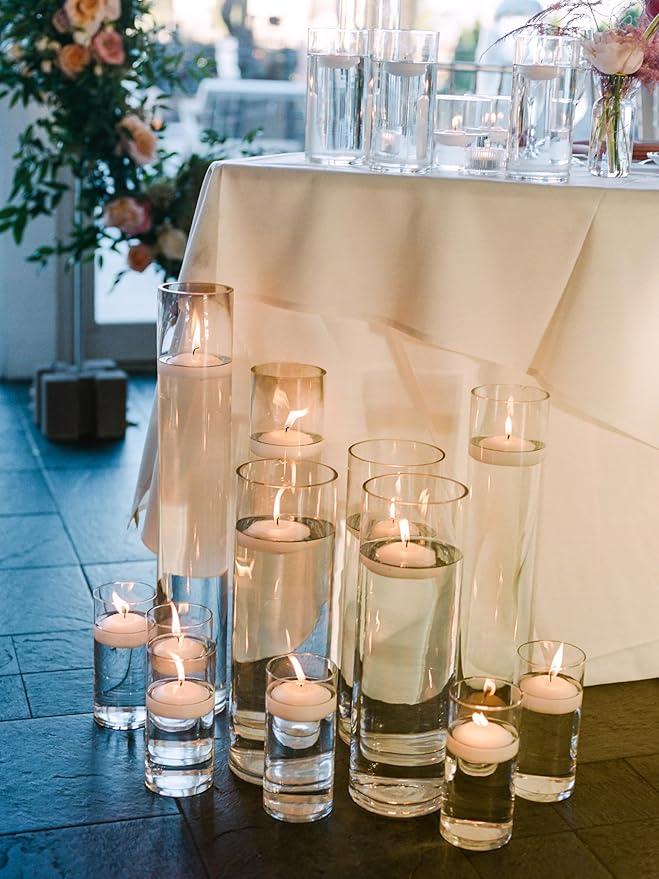 D'light Online Large White Floating Candles 3 Inch Bulk Pack Wax Discs for Events, Weddings, Spa, Home Decor, Special Occasions, Cylinder Vases, Centerpieces, Pool and Holidays - Set of 72 (White)