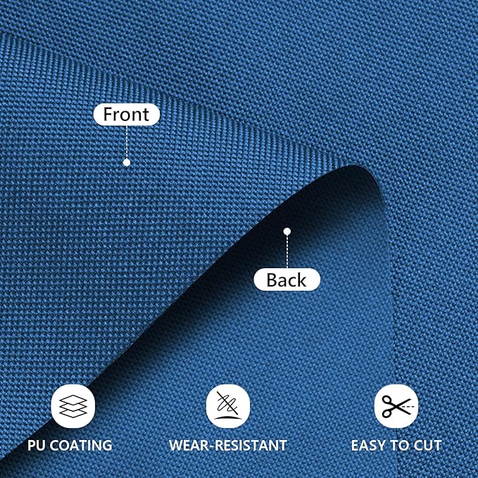 Waterproof Canvas Fabric by The Yard 58inch 600D Upholstery Material Polyester Fabric Outdoor Water Resistant Fabric for Sewing Chair Patio Cushion Purse Bag Interior, 6 Yard Ocean Blue