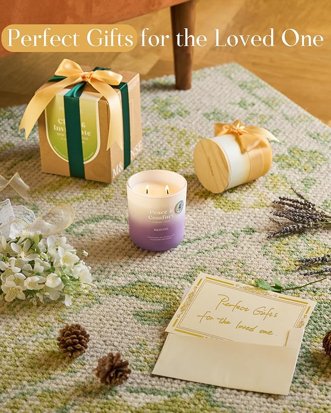 M&SENSE Orange Grapefruit Candle for Home Scented, 14.1oz Non Toxic 80 Hours Long Lasting Natural Soy Wax 2 Wick Aromatherapy Candle for Bath Bedroom, Spiritual Healing Gifts for Housewarming