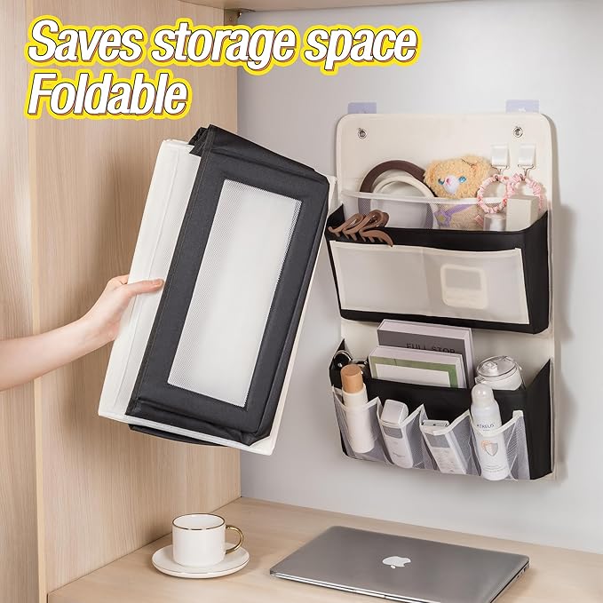 Hanging Organizer Storage Bag Foldable, Space-Saving Closet Organizer Hunging with Multiple Pockets, for Accessories, Sturdy, Durable, and Easy to Hang, Perfect for Bedrooms Dorms or Travel