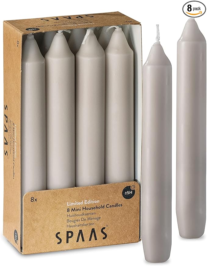Straight Beige Candlesticks - Pack of 8 6" Beige Candles - 5 Hour Long Burning Candles for Emergency, Chime, Wedding, and Home Decoration