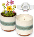 Hyggelight - The Growing Candle, Mint & Eucalyptus Scented, 8.5oz Ceramic Pot, Aromatherapy Candles, 100% Soy, Edith
