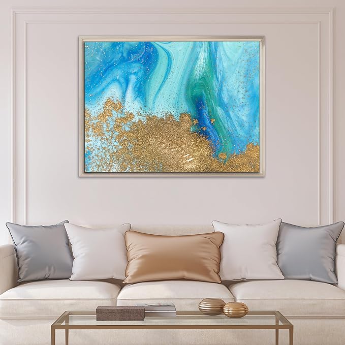 Pixy Canvas Floater Frame 14x16 for 1-1/2 (1.5) inch Deep Canvas Paintings/Canvas Prints/Wood Canvas Panels/Wall Art/Wall Decor/Home Decor/Artwork (Champagne, 14 x 16 inch, Portrait)