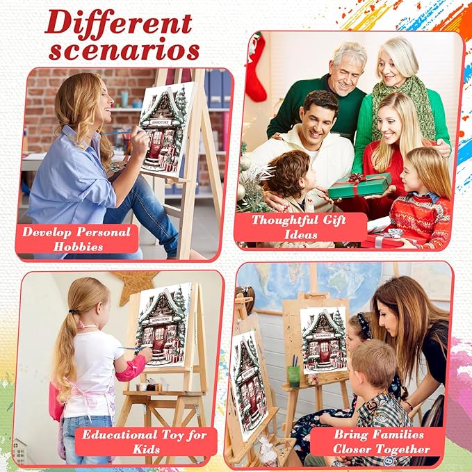 Skyboda Bookstore Paint by Numbers Kit for Adults Beginners with Frame, Christmas Adult Paint by Number Kits on Canvas, Easy DIY Oil Painting Kits for Home Decor, 8x12in