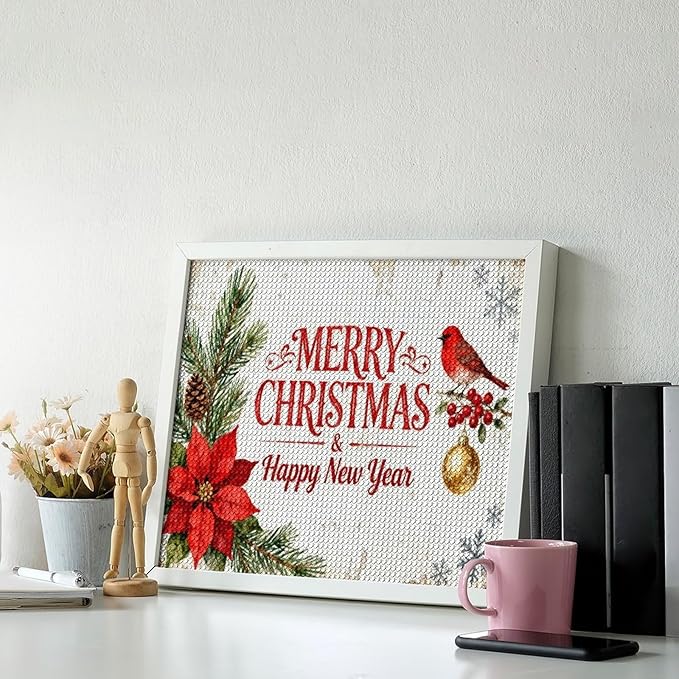 AIVKIEJK Diamond Painting Kits for Adults - Merry Christmas & Happy New Year Painting DIY 5D Full Drill Diamond Dots Paintings with Diamonds Gem Art and Crafts Home Decor 16"x20"